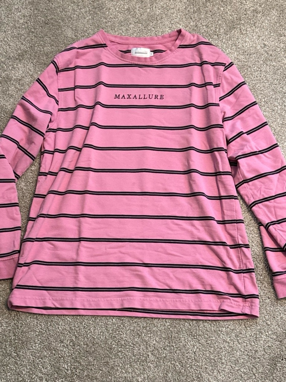 Allure Pink Long-Sleeve Stripe Tee with Black Accents